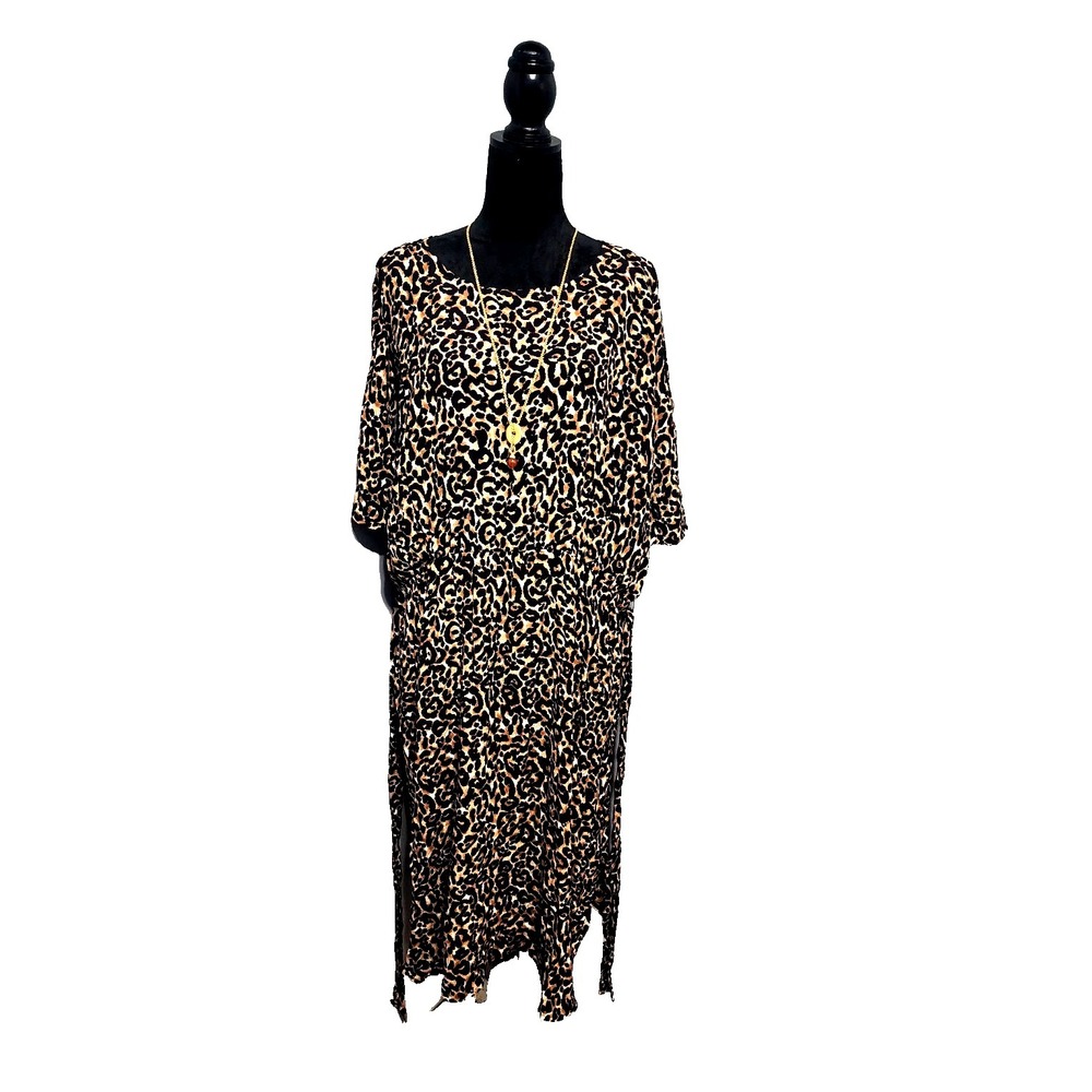 Ellos Women's Leopard Print Plus Size 22 Women's Brown Dress‎ with Tie